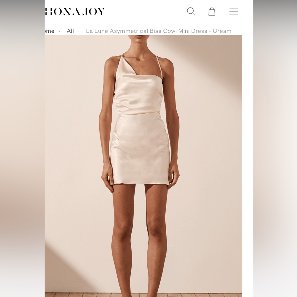 Shona Joy La Lune Asymmetrical Bias Cowl Mini Dress - Cream